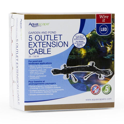 Aquascape Garden and Pond 25' 5-OutletQuick-Connect Lighting Extension Cable 84023 Packaging Only