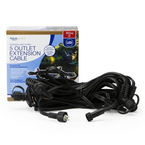 Aquascape Garden and Pond 25' 5-OutletQuick-Connect Lighting Extension Cable 84023 with Box Behind