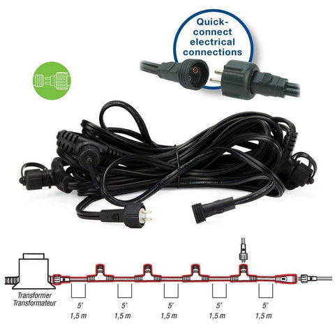 Aquascape Garden and Pond 25' 5-OutletQuick-Connect Lighting Extension Cable 84023 with Wiring Guide and Connector