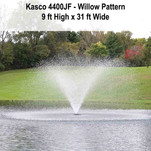 Kasco 1HP Decorative Fountain 4400JF Operating in a Pond Showing Willow Pattern 115V/230V