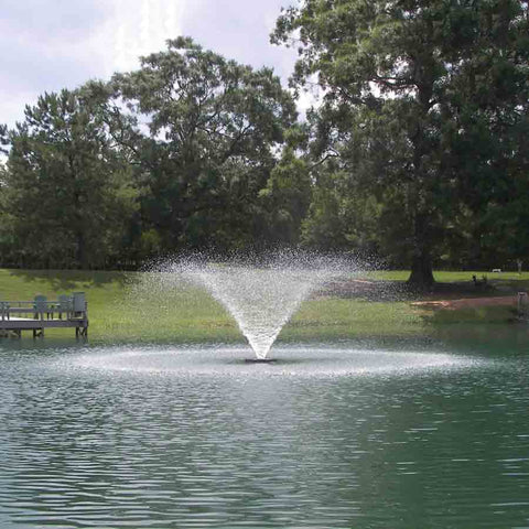 Kasco 1HP Aerating Fountain 4400VFX with V-Shape Pattern Operating in a Pond with Trees at the back 115V/230V