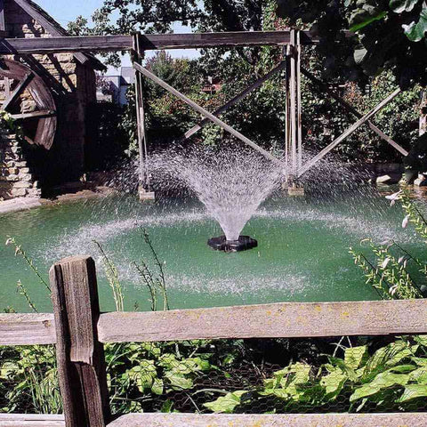 Kasco 1/2HP Aerating Fountain 2400VFX  Operating in a Pond with V-Shape Pattern