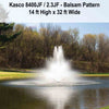 Image of Kasco 2HP Decorative Fountain 8400JF 2.3JF with Balsam Pattern Operating in a Pond with Trees
