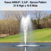 Image of Kasco 2HP Decorative Fountain 8400JF 2.3JF with Spruce Pattern Operating in a Pond with Trees