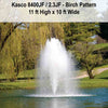 Image of Kasco 2HP Decorative Fountain 8400JF 2.3JF with Birch Pattern Operating in a Pond with Trees