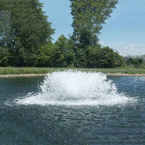 Kasco 3HP Single Phase Surface Aerator 3.1AF Operating in a Pond with Trees at the Back 230V