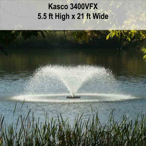 Kasco 3/4HP Aerating Fountain 3400VFX with V-Shape Pattern Operating in a Pond