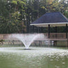 Image of Kasco 3/4HP Aerating Fountain 3400VFX with V-Shape Pattern Operating in a Pond in Front of a Deck