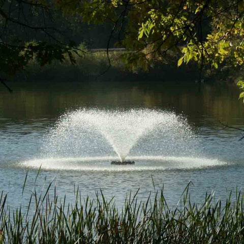 Kasco 3/4HP Aerating Fountain 3400VFX with V-Shape Pattern Operating in a Pond