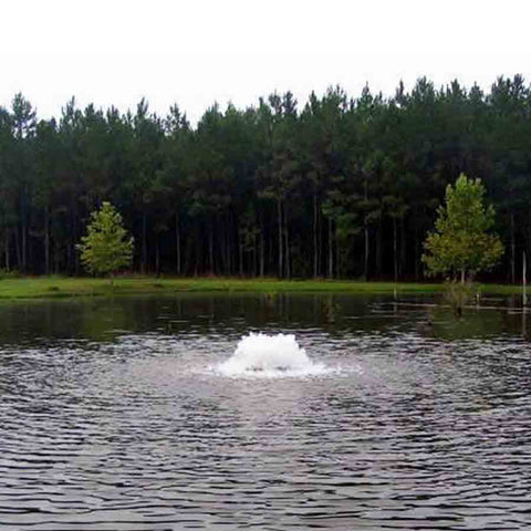 Kasco 3/4HP Surface Aerator 3400AF Operating in a Pond with Trees at  the Back 115V/230V