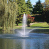 Image of Kasco 3/4HP Decorative Fountain 3400JF with Linden Pattern Operating in a Pond with Trees at the Back 115V/230V