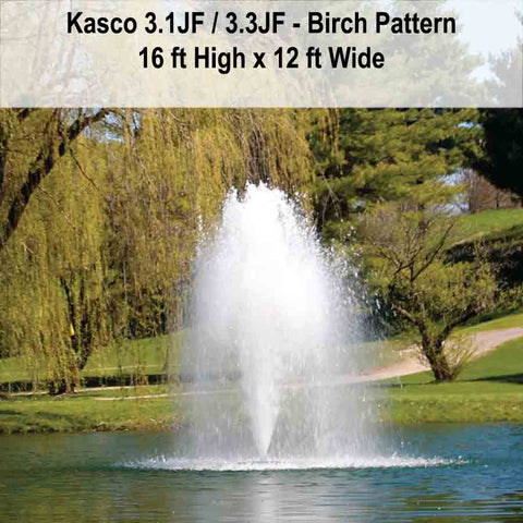 Kasco 3HP Decorative Fountain 3.1JF 3.3JF with Birch Pattern Operating in a Pond