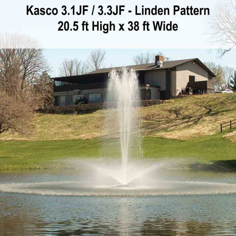 Kasco 3HP Decorative Fountain 3.1JF 3.3JF with Linden Pattern Operating in a Pond