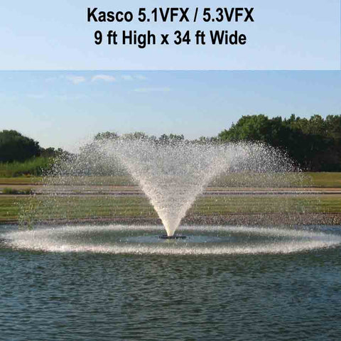 Kasco 5HP Aerating Fountain 5.1VFX with V-Shape Pattern Operating in a Pond