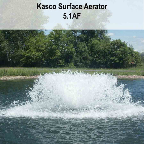 Kasco 3-Phase 5HP Surface Aerator 5.3AF 230V Operating in a Pond with Trees at the Back