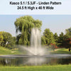 Image of Kasco 5HP Decorative Fountain 5.1JF 5.3JF 230V with Linden Pattern Operating in a Pond with Trees at the Back