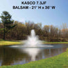 Image of Kasco 3-Phase 7HP Decorative Fountain 7.3JF 230V with Balsam Pattern Operating in a Pond with Trees at the Back