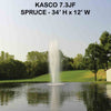 Image of Kasco 3-Phase 7HP Decorative Fountain 7.3JF 230V with Spruce Pattern Operating in a Pond with Trees at the Back
