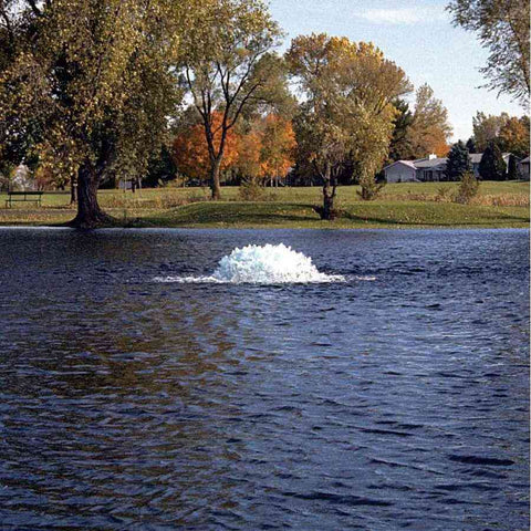 Kasco 2HP Surface Aerator 8400AF 230V Operating in a Pond with Trees at the Back