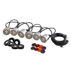 Kasco Stainless Steel Lighting set of 6 Lights with Multi-Colored Lens and Electrical Cord