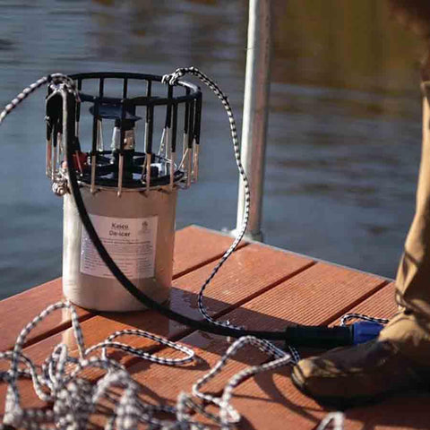 Kasco 1HP De-Icer 4400D with Mooring Ropes Attached to be Deployed in the Water