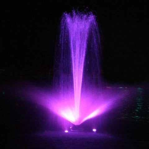 Kasco Color Changing LED Lights RGB Attached to a Decorative Fountain Showing Purple Glow
