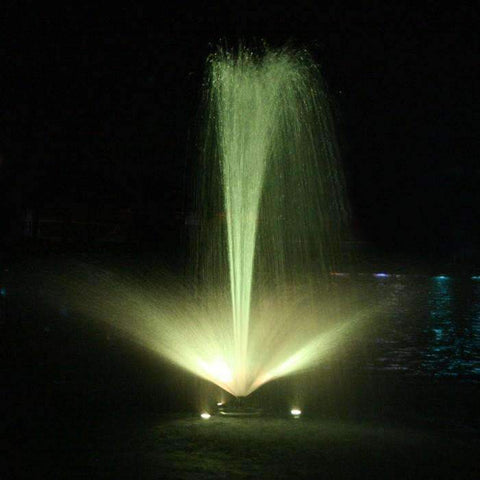 Kasco Color Changing LED Lights RGB Attached to a Decorative Fountain Showing Yellow Glow