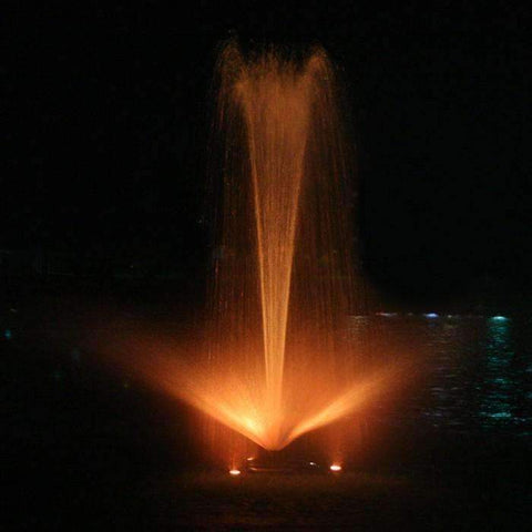 Kasco Color Changing LED Lights RGB Attached to a Decorative Fountain Showing Orange Glow