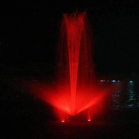Kasco Color Changing LED Lights RGB Attached to a Decorative Fountain Showing Red Glow