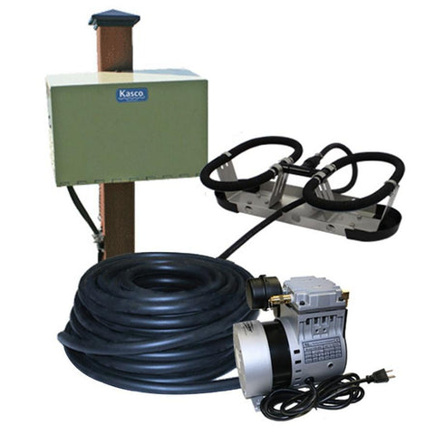 Kasco Robust Aire Sub Surface Aeration System RA1 Complete with Compressor Weighted Tubing Diffuser Assembly Kit with Stainless Steel Mount and a Post Mount Cabinet