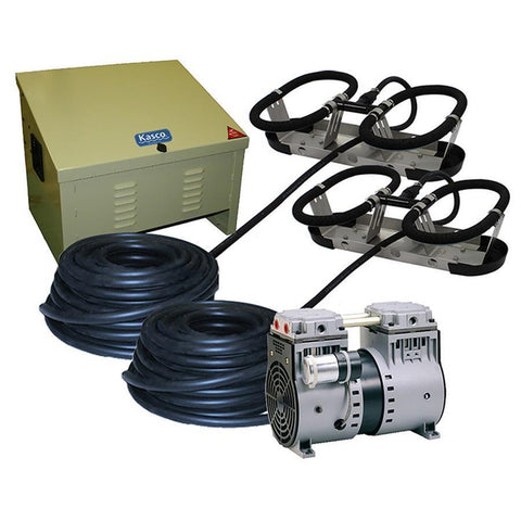 Kasco Robust Aire Sub Surface Aeration System RA2 Complete with Compressor Weighted Tubing and 2 Diffuser Assembly Kit with Stainless Steel Mount with Ground Cabinet