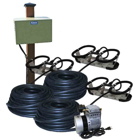 Kasco Robust Aire Sub Surface Aeration System RA3 Complete with Compressor Weighted Tubing and Three Diffuser Assembly Kit with Stainless Steel Mount Post Mount Cabinet