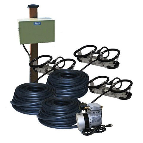 Kasco Robust Aire Sub Surface Aeration System RA3 Complete with Compressor Weighted Tubing and Three Diffuser Assembly Kit with Stainless Steel Mount with Post Mount Cabinet