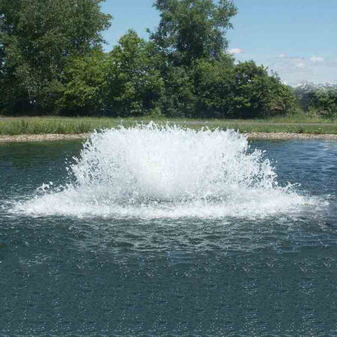 Kasco 3 Phase 3HP Surface Aerator U3.3AF Operating in a Pond with Trees in the Back