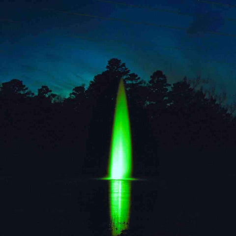 Kasco White LED Composite Fountain Lights with a Green Lens Connected to a Decorative Fountain