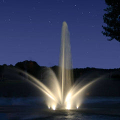 Kasco White LED Composite Fountain Lights with Colored Lenses Connected Attached to a Decorative Fountain