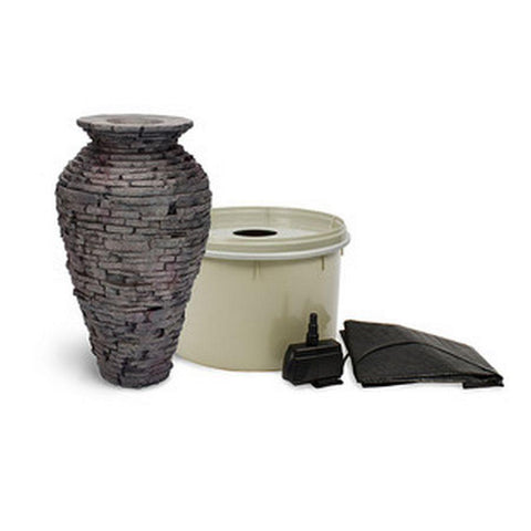 Aquascape Large Stacked Slate Urn Decorative Water Feature Complete with Pump Basin and Liner 98940