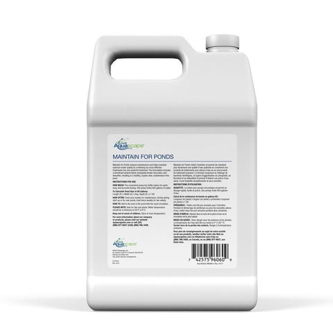 Aquascape Maintain for Ponds - 1 gal / 3.78 L 96060 Water Treatments  Rear View of Bottle