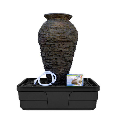 Aquascape Medium Stacked Slate Urn 78207 Complete with Tubing Basin and Pump