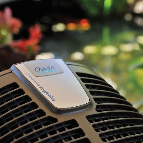 Oase AquaMax Eco Premium 2000 Pond Pump Up Close Showing the Oase Logo 57499