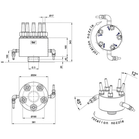 Oase Nozzle - Rotating Nozzle 5 - 30 E for Oase Fountains 50473 Specifications