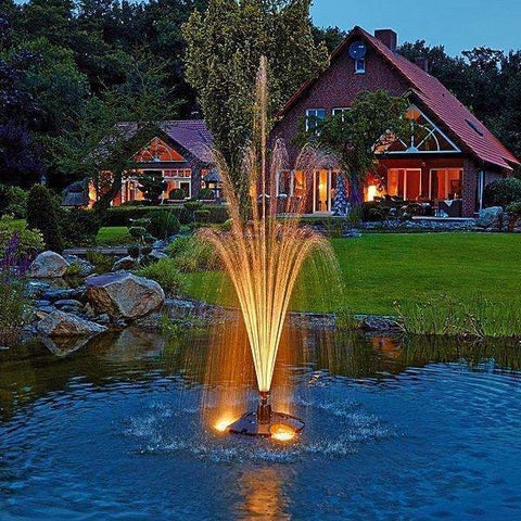 Oase PondJet Floating Pond Fountain 54019 Sample Installation with Lights