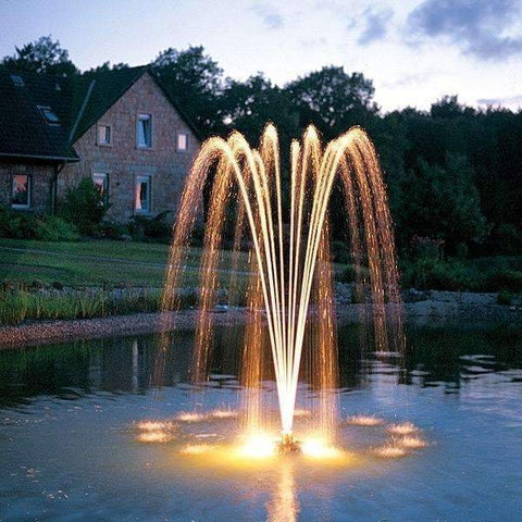 Oase PondJet Floating Pond Fountain 54019 Sample Installation with Lights
