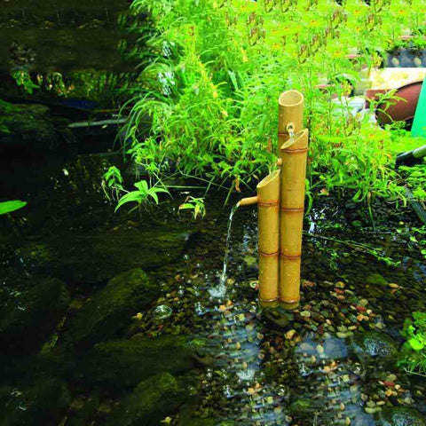 Aquascape Pouring Three-Tier Bamboo Fountain Sample Installation 78307