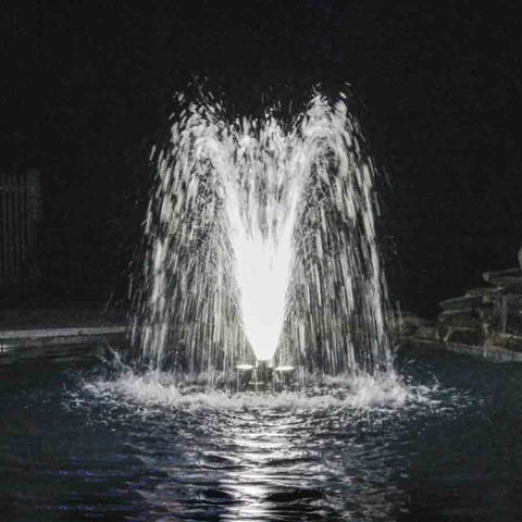 Power House Horizontal Fixed Base 1/2 HP Shallow Pond Fountain Zeus Pattern with Lights