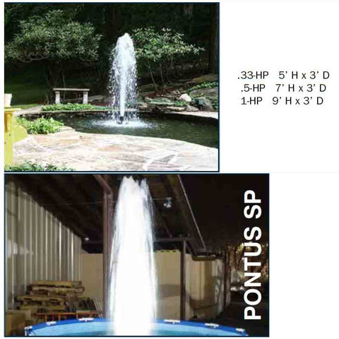 Power House Horizontal Fixed Base 1/2 HP Shallow Pond Fountain Pontus SP Pattern