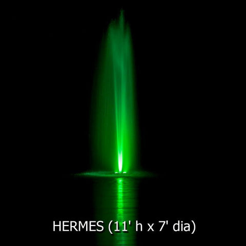 Power House Vertical Fixed Base 1/3 HP Shallow Pond Fountain Hermes Pattern with Green Lights