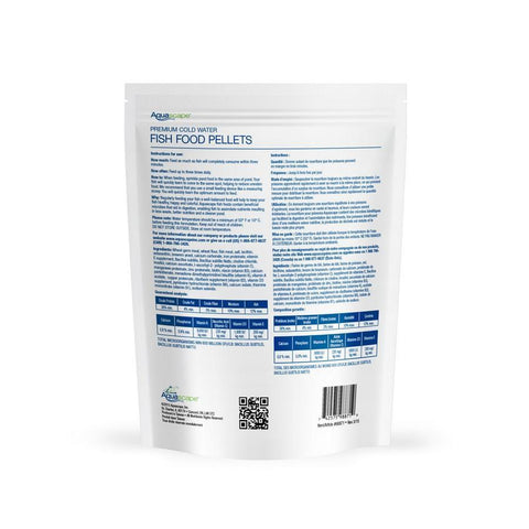 Aquascape Premium Cold Water Fish Food Medium Pellets - 2.2 lbs Back of Packaging 98871