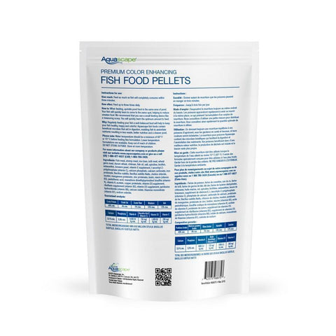 Aquascape Premium Color Enhancing Fish Food Large Pellets - 4.4 lbs Back of Packaging 98875