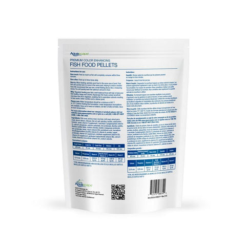 Aquascape Premium Color Enhancing Fish Food Medium Pellets - 2.2 lbs Back of Packaging 98874